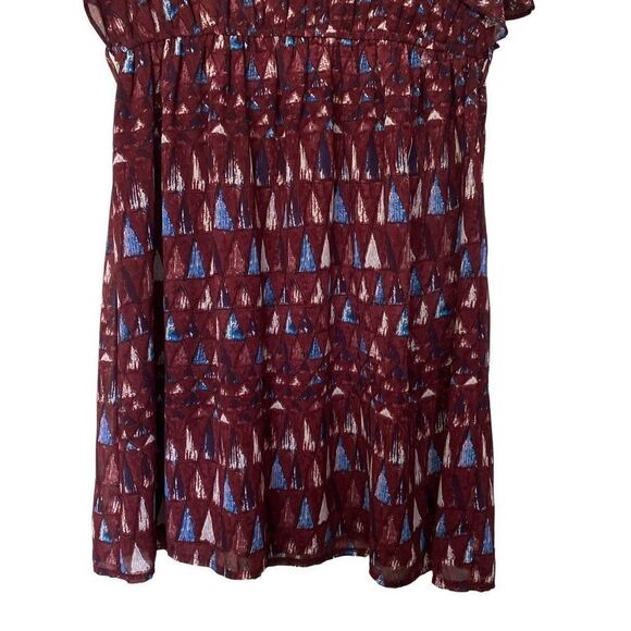 Ya Los Angeles Small Dress Graphic Purple V Neck Ruffle Short Sleeve Fit Flare - Picture 3 of 10